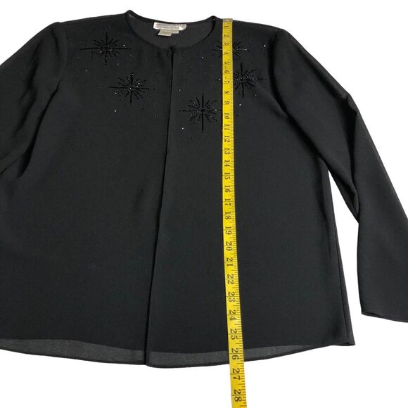 Adrianna Papell Evening Essentials Cardigan Womens Large Black Sheer Beaded Top - Picture 12 of 16
